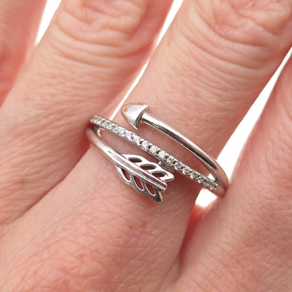 Pandora 925 Sterling Silver Round-Cut C Z Sparkling Arrow Loved Ring Size 8.5