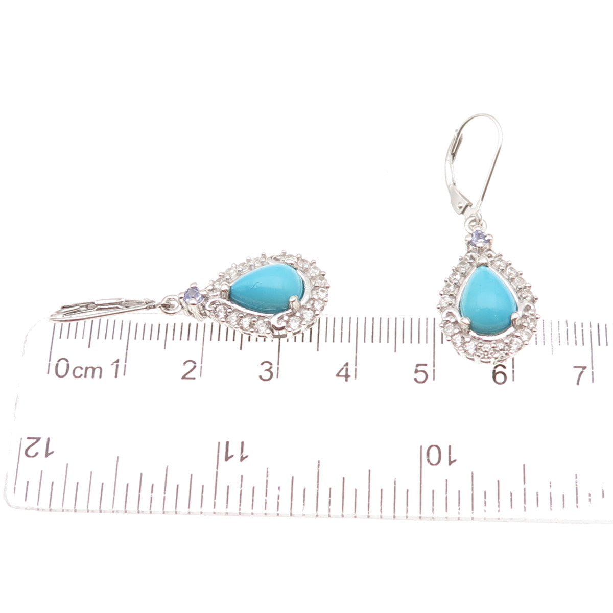 Chuck Clemency Sterling Silver Real Turquoise Tanzanite & Topaz Dangle Earrings