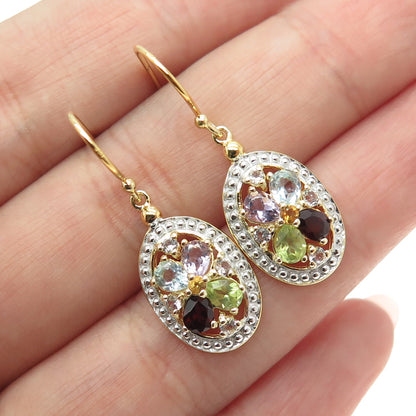 DBJ DEE BERKLE Sterling 2-Tone Topaz Peridot Amethyst Citrine & Garnet Earrings