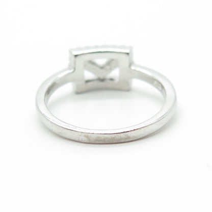 925 Sterling Silver White C Z Mail Envelope Minimalist Ring Size 6