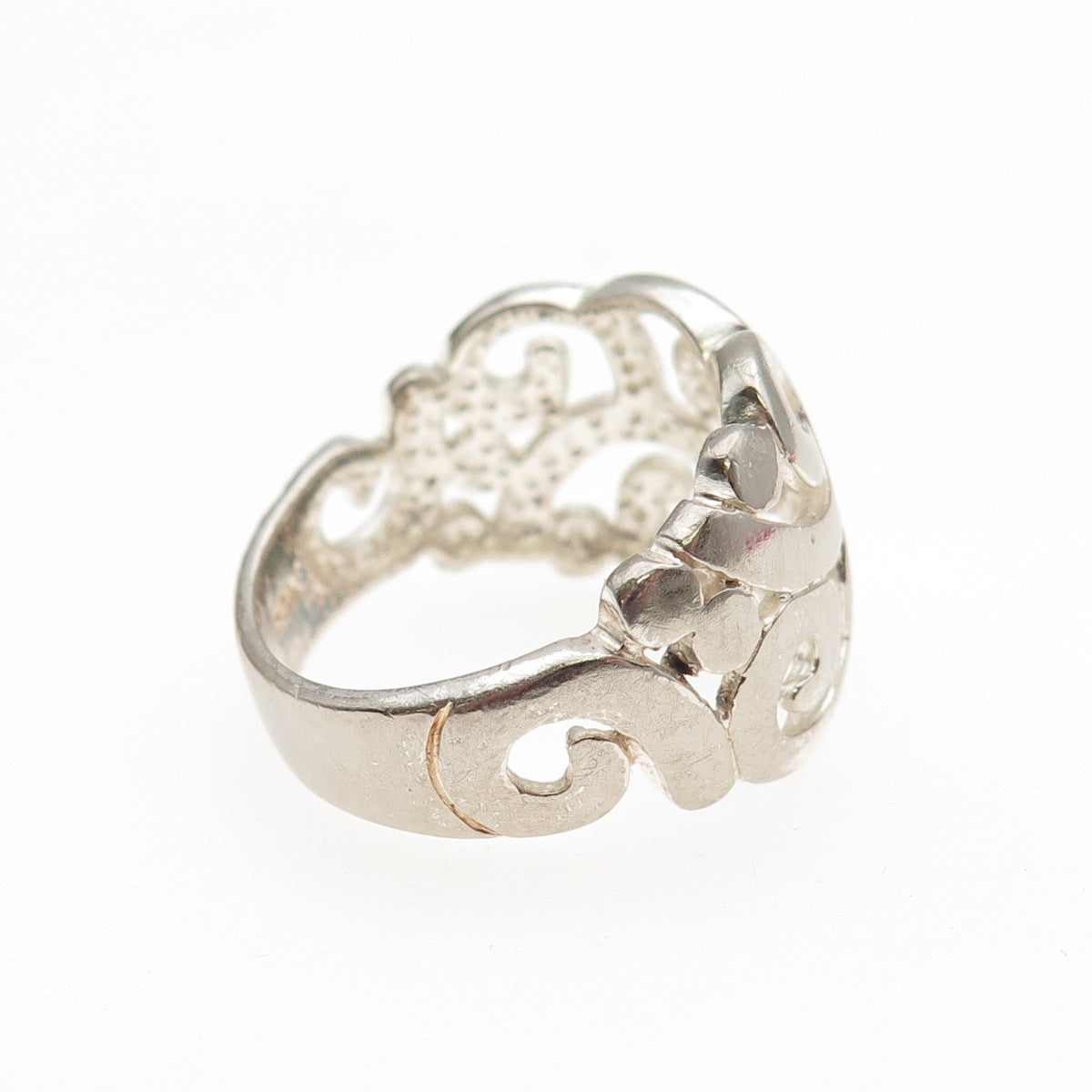 925 Sterling Silver Vintage Swirl Ring Size 8