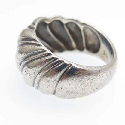 925 Sterling Silver Vintage Wavy Oxidized Dome Ring Size 6