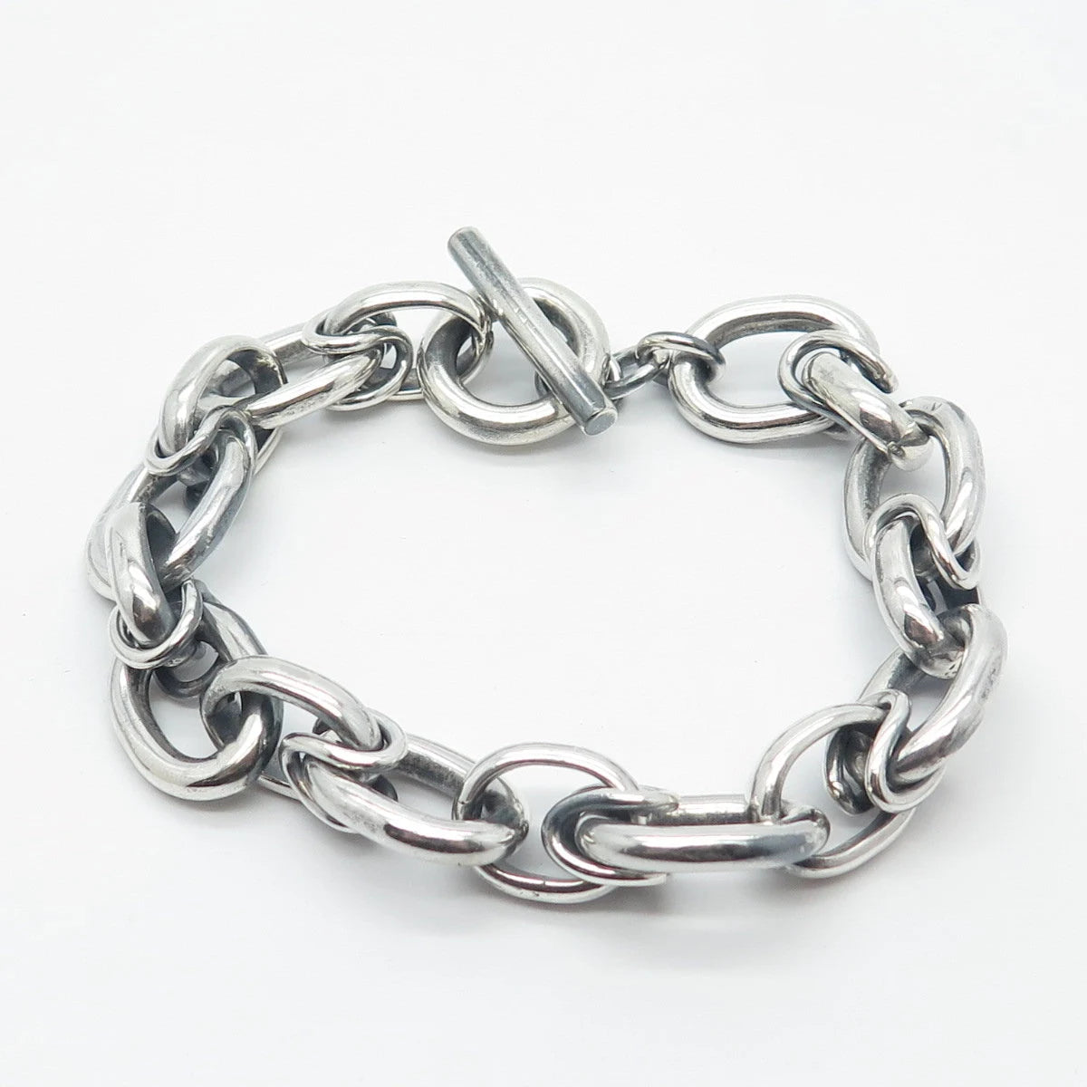 925 Sterling Silver Vintage Rolo Link Bracelet 7"
