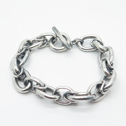 925 Sterling Silver Vintage Rolo Link Bracelet 7"