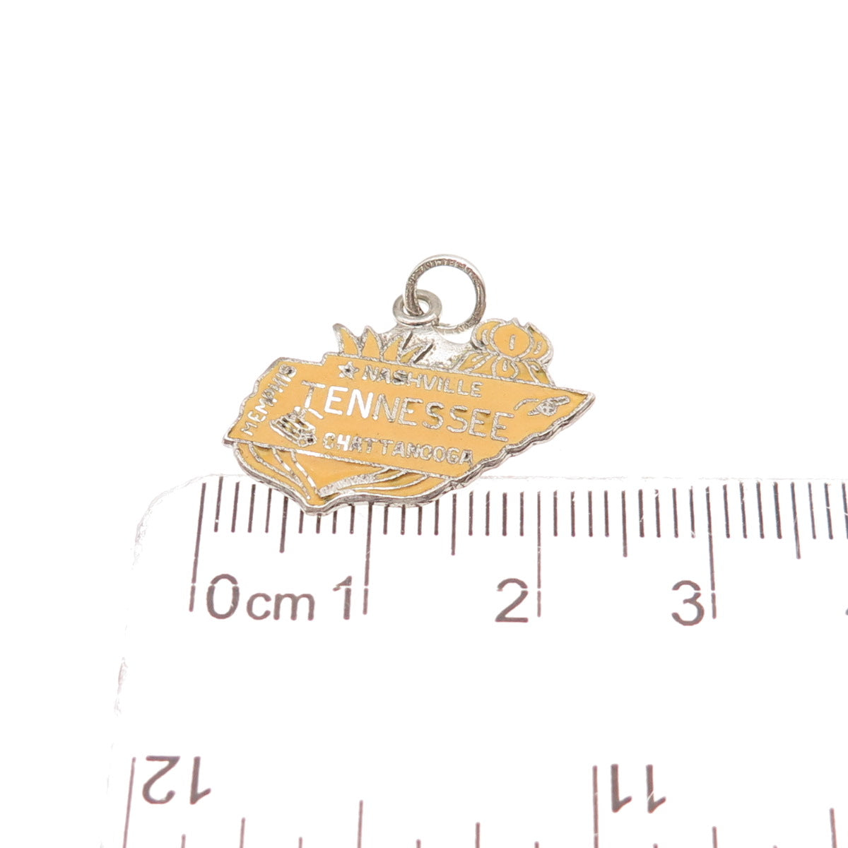 Elco 925 Sterling Silver Vintage Enamel Tennessee State Map Charm Pendant