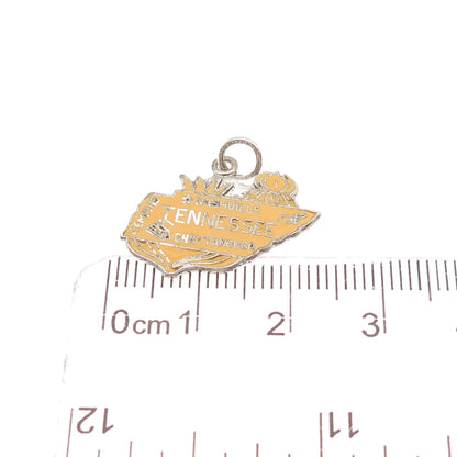 Elco 925 Sterling Silver Vintage Enamel Tennessee State Map Charm Pendant