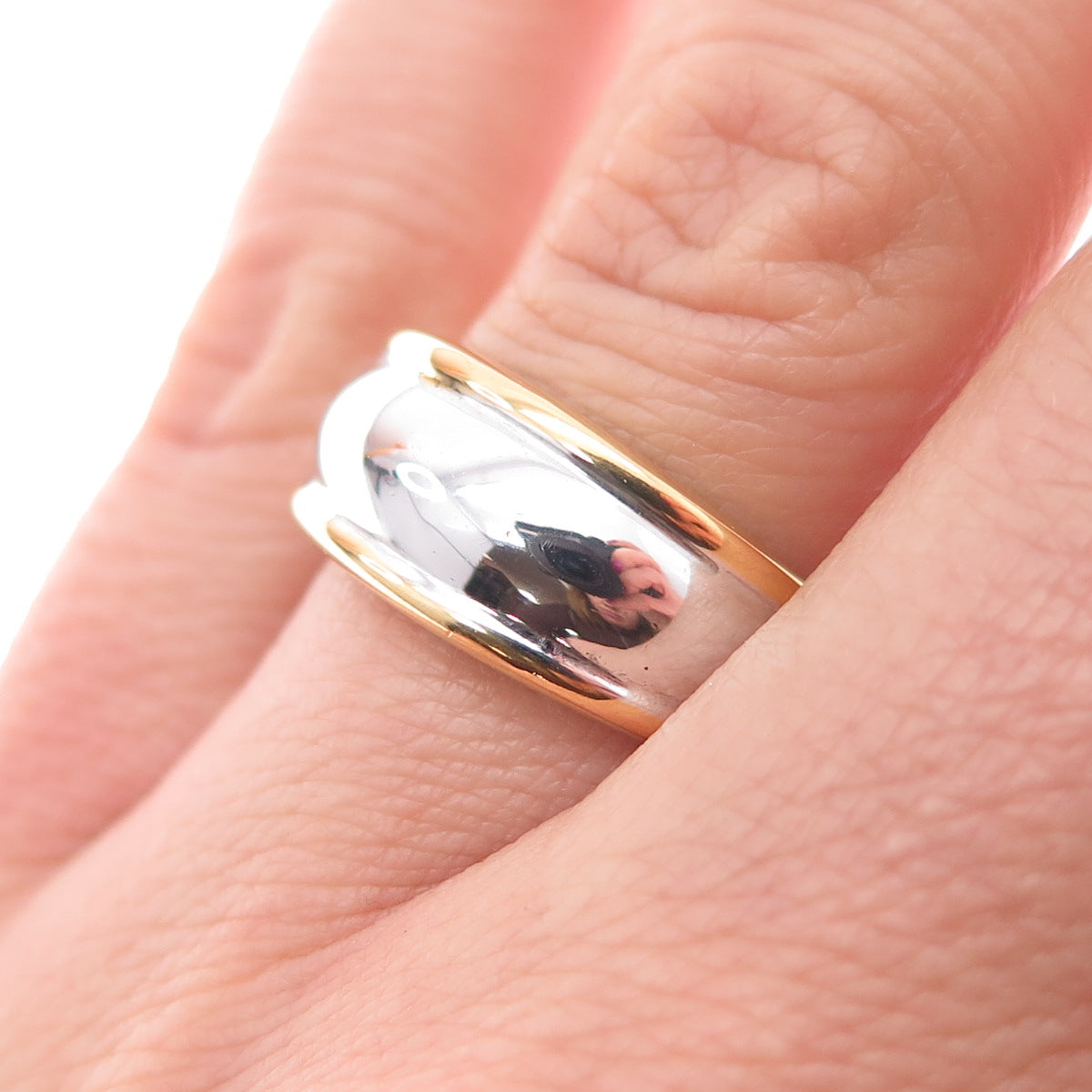 MILOR 925 Sterling Silver 2-Tone Italy Modernist Ring Size 7