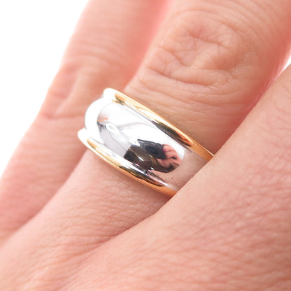 MILOR 925 Sterling Silver 2-Tone Italy Modernist Ring Size 7