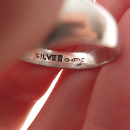 925 Sterling Silver Vintage England Engraved PG Mono Signet Ring Size 9.75