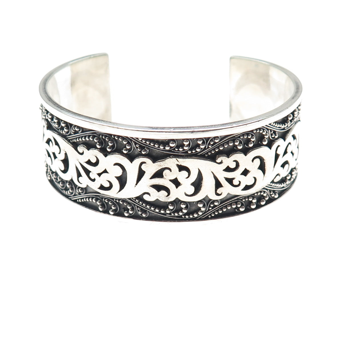 LOIS HILL 925 Sterling Silver Vintage Granulated Scroll Adjustable Bracelet 7.5"