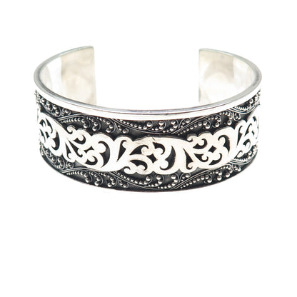 LOIS HILL 925 Sterling Silver Vintage Granulated Scroll Adjustable Bracelet 7.5"