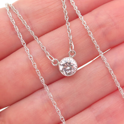 925 Sterling Silver Round-Cut C Z Twisted Rope Chain Necklace 16"
