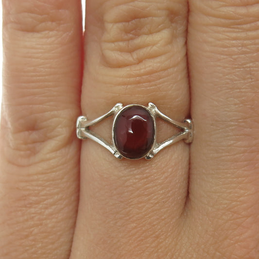 925 Sterling Silver Vintage Real Carnelian Ring Size 6.5