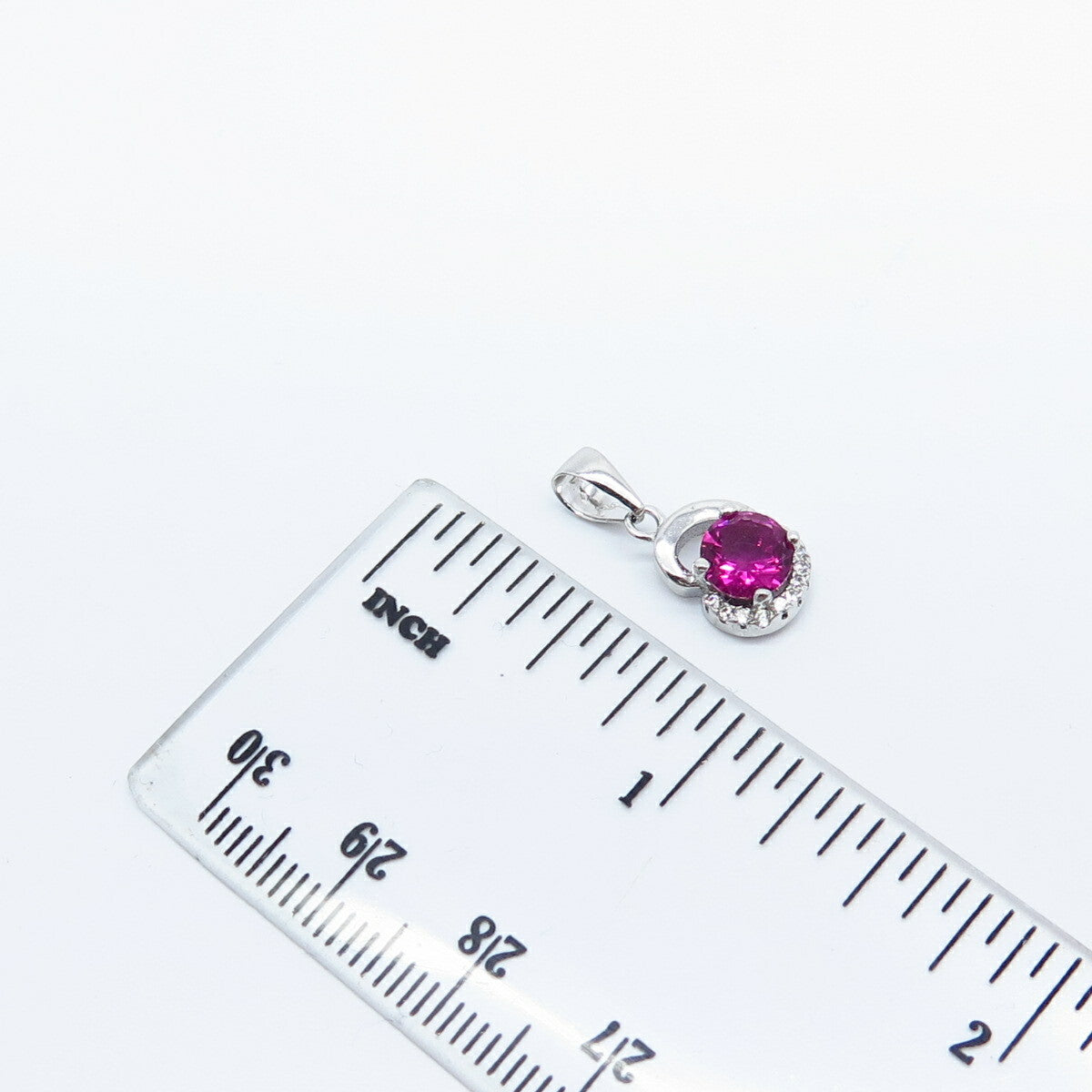 925 Sterling Silver White & Pink C Z Pendant