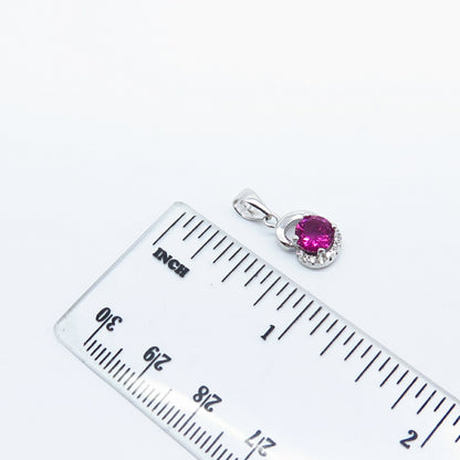 925 Sterling Silver White & Pink C Z Pendant