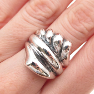 925 Sterling Silver Vintage Modernist Oxidized Ring Size 7.75