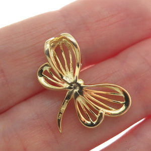 HAN Sterling Silver Gold Plated Real Round-Cut Diamond Butterfly Mini Pendant