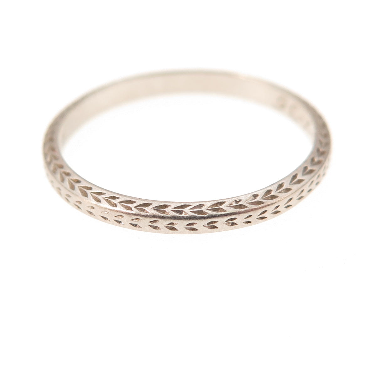 Platinum Antique Engraved Stackable Band Ring Size 6.25