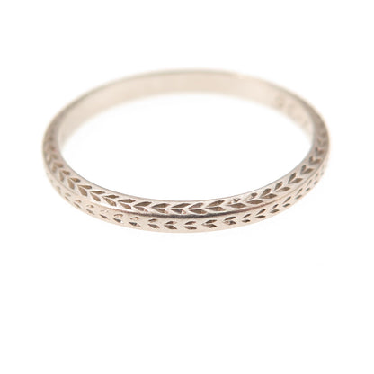 Platinum Antique Engraved Stackable Band Ring Size 6.25