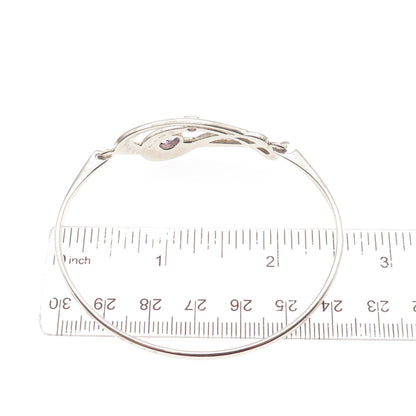 KIT HEATH Sterling Vintage 1990 Real Amethyst Modernist Bangle Bracelet 6.75"