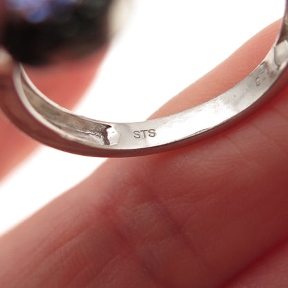Chuck Clemency 925 Sterling Silver Real Tanzanite & Black Spinel Ring Size 8