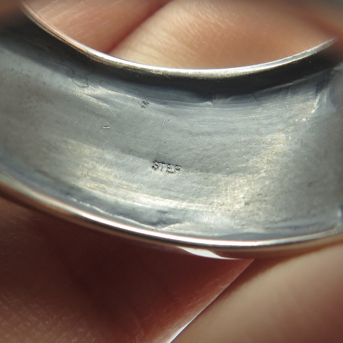 925 Sterling Silver Vintage Real Agate Gem Round Ring Size 10