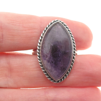 Old Pawn 925 Sterling Silver Vintage Southwestern Amethyst Tribal Ring Size 7.5