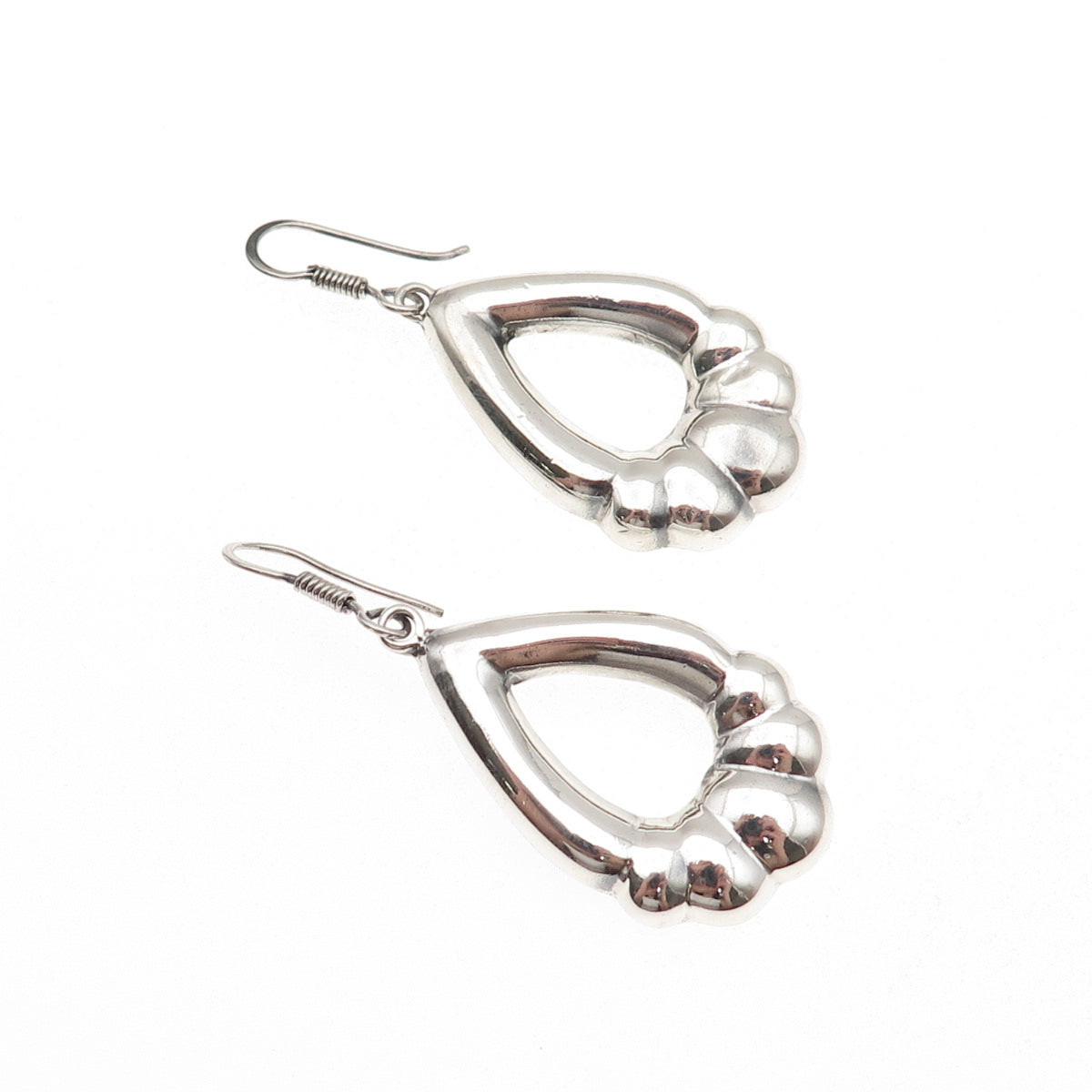 925 Sterling Silver Vintage Mexico Modernist Teardrop Dangle Earrings
