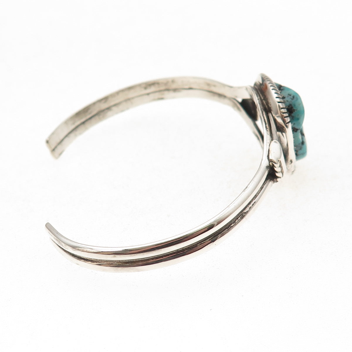 Ed Kee Navajo Old Pawn 925 Sterling Vintage Turquoise Adjustable Bracelet 6.25"