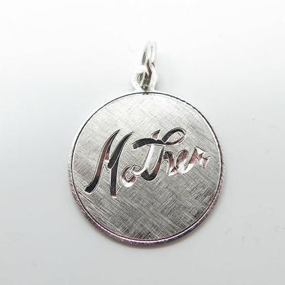 GRIFFITH & SONS 925 Sterling Silver Vintage "MOTHER" Round Pendant