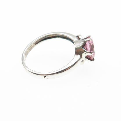 925 Sterling Silver Vintage Round-Cut Pink C Z Butterfly Ring Size 8