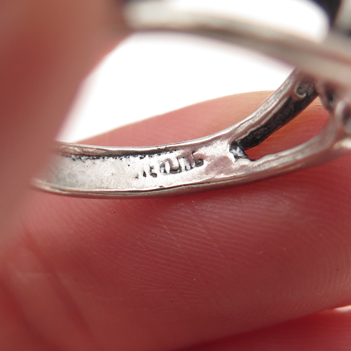 925 Sterling Silver Vintage Interlocked Link Oxidized Ring Size 6.75
