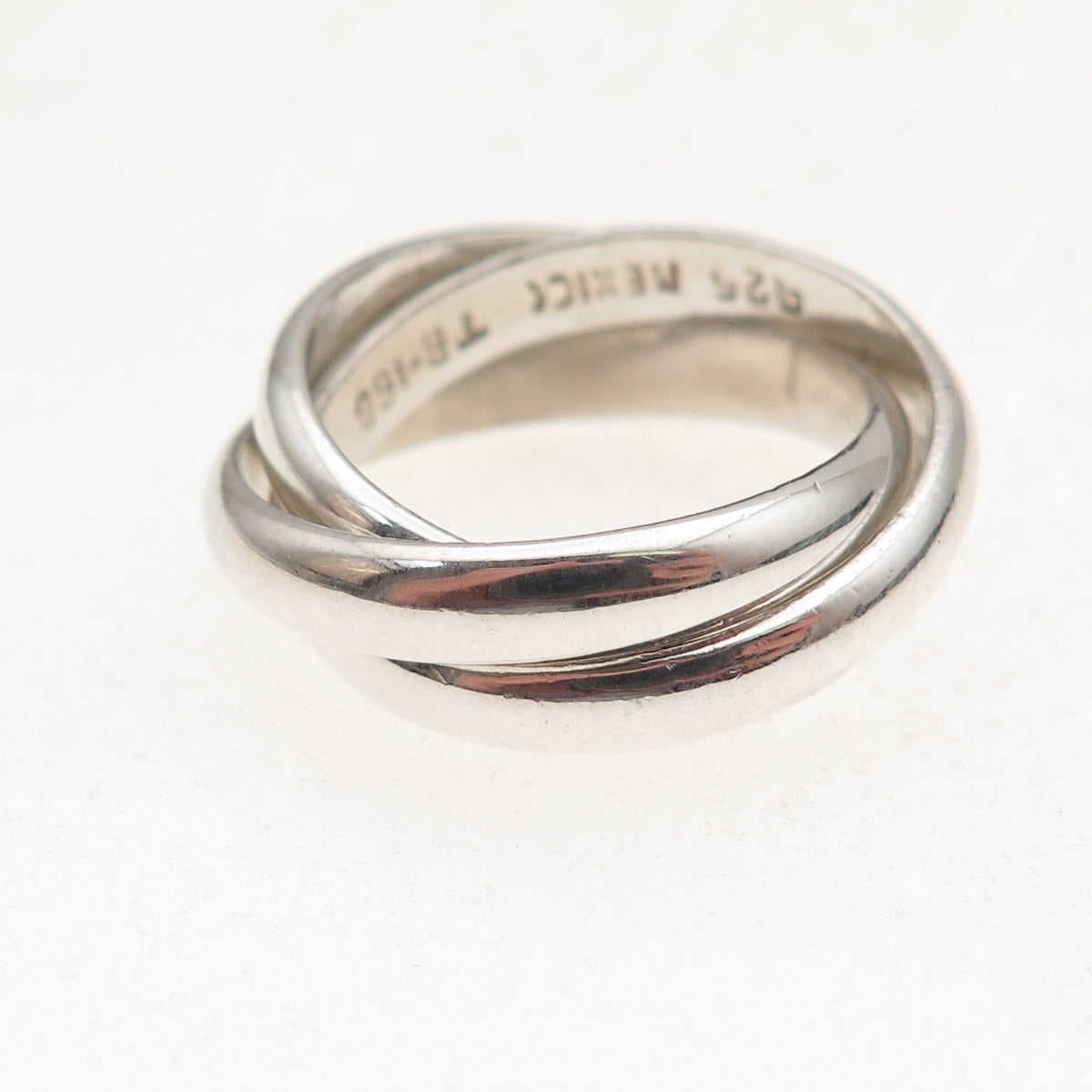 925 Sterling Silver Vintage Mexico Interlocked Trinity Band Ring Size 7.75