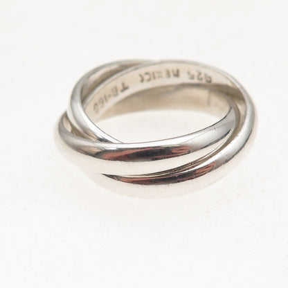 925 Sterling Silver Vintage Mexico Interlocked Trinity Band Ring Size 7.75