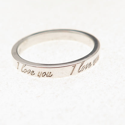 Tiffany & Co. 925 Sterling Silver Vintage I Love You Band Ring Size 8