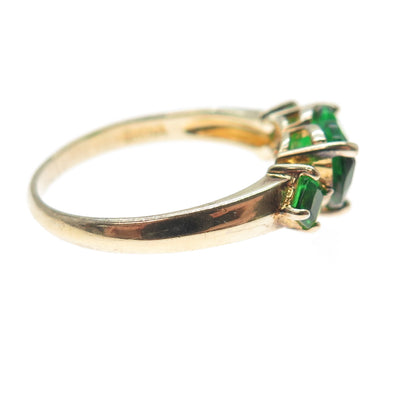 ROSS SIMONS 925 Sterling Gold Plated Real Chrome Diopside Heart Ring Size 10.25