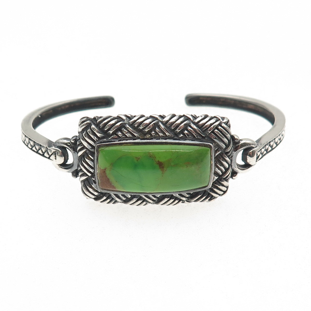 925 Sterling Silver Vintage Real Royston Turquoise Adjustable Cuff Bracelet 6"