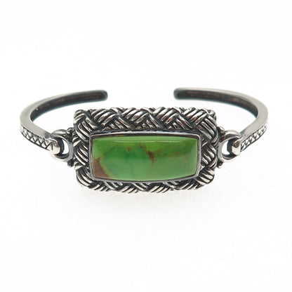 925 Sterling Silver Vintage Real Royston Turquoise Adjustable Cuff Bracelet 6"