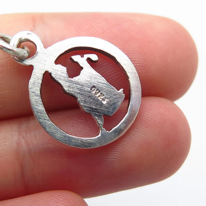 925 Sterling Silver Vintage Indian Hunter Charm Pendant