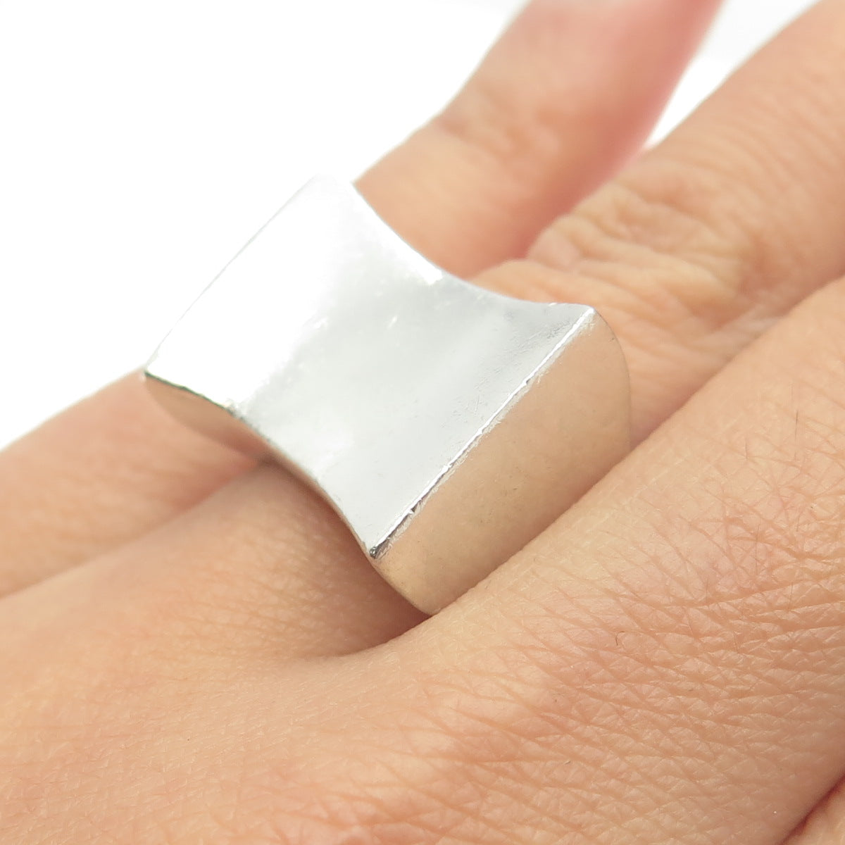 925 Sterling Silver Vintage Modernist Ring Size 6.25