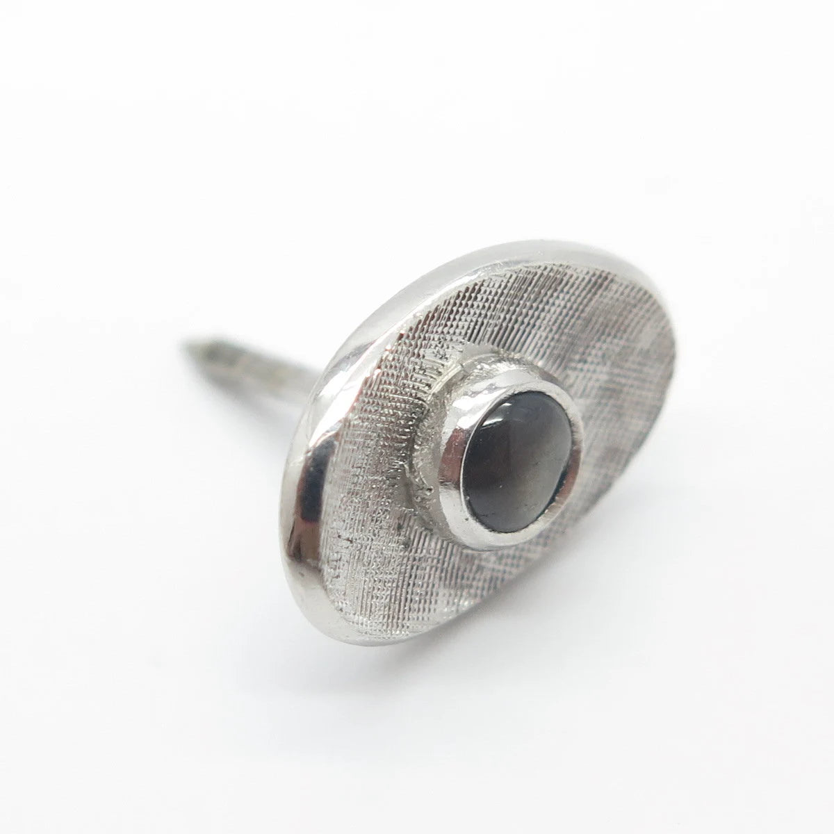 925 Sterling Silver Vintage Real Mother-of-Pearl Textured Tie Clip