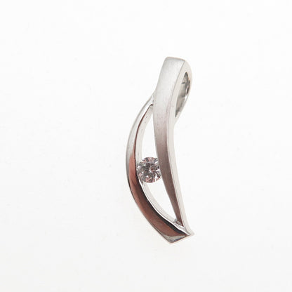 925 Sterling Silver Round-Cut C Z Modernist Mini Slide Charm Pendant