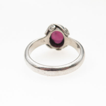 925 Sterling Silver Vintage Real Tourmaline Oxidized Ring Size 6.75
