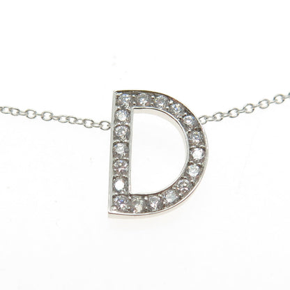 925 Sterling Silver C Z Letter "D" Initial Rolo Chain Necklace 18-20"