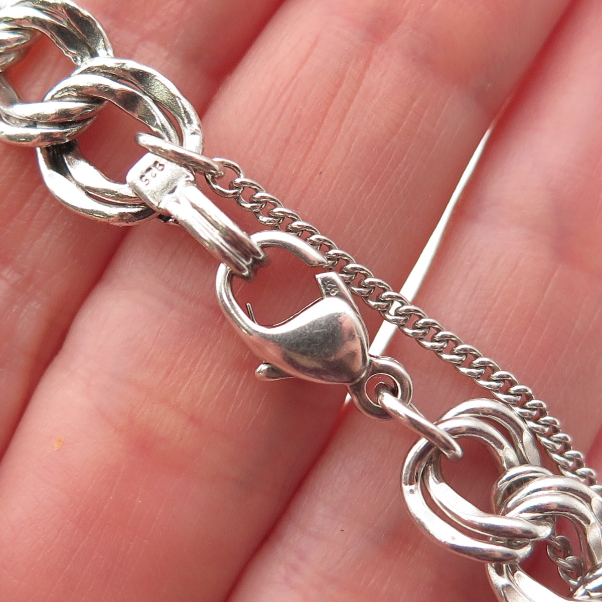 James Avery 925 Sterling Silver Vintage Double Bismark Link Bracelet 7.25"