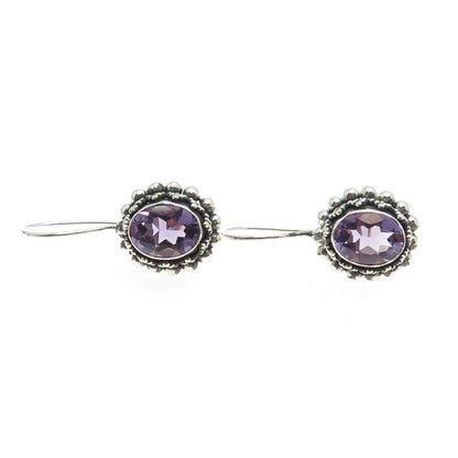 SUARTI BALI 925 Sterling Silver Vintage Real Amethyst Beaded Earrings