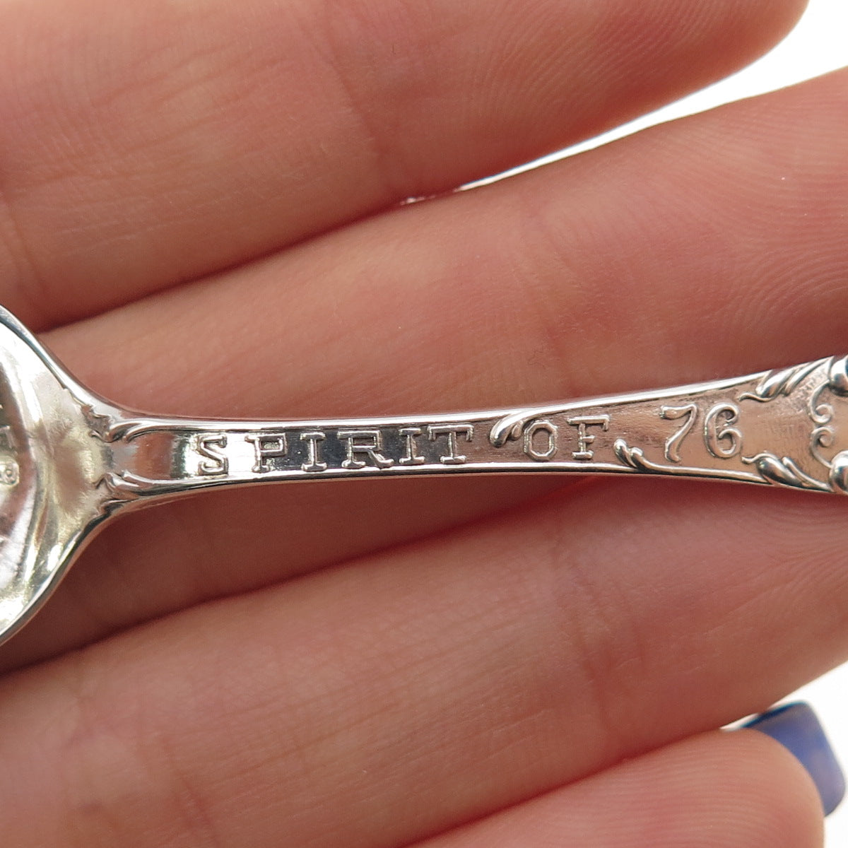 ALVIN 925 Sterling Silver Antique Bunker Hill 1775 Spirit of 76 Coffee Spoon