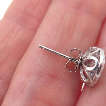 925 Sterling Silver Round-Cut C Z Stud Earrings