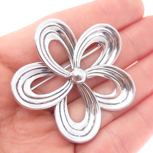 W. E. Richards 925 Sterling Silver Antique Art Deco Flower Pin Brooch