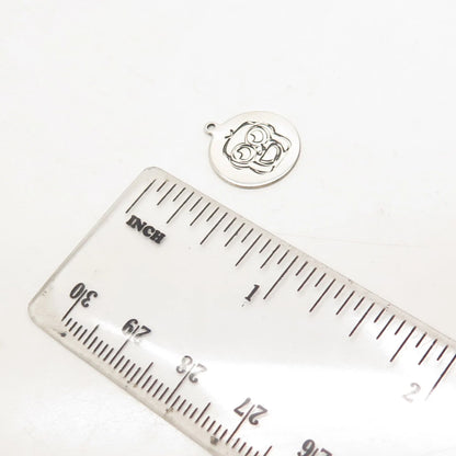 925 Sterling Silver USA Two In Town Monkey Charm Pendant